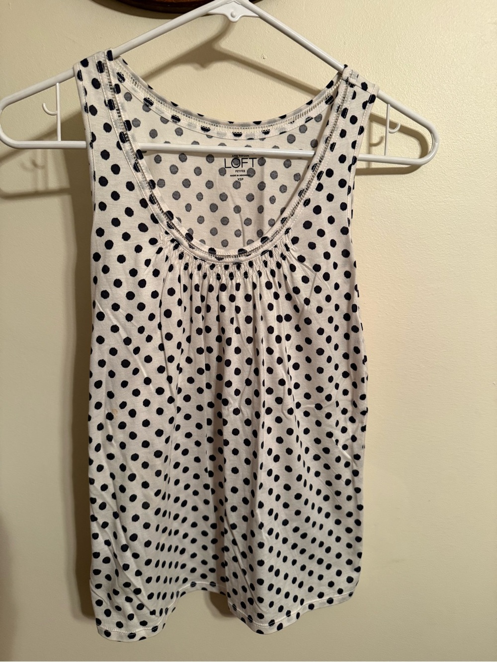 LOFT Women's Blue Polka Dot Tank Top